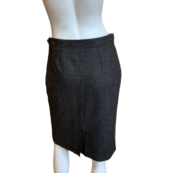 Yves Saint Laurent Rive Gauche Black Cream Wool Cashmere Blend Straight Skirt 38 - Picture 3 of 10